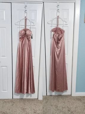 Speechless Halter Dress Dusty Rose Satin Juniors 5 Prom Dress NWT Ruched Maxi